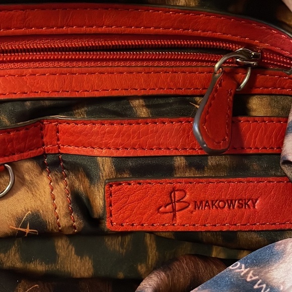 B. Makowsky Red leather Hobo Bag Excellent Condition. - Picture 9 of 11